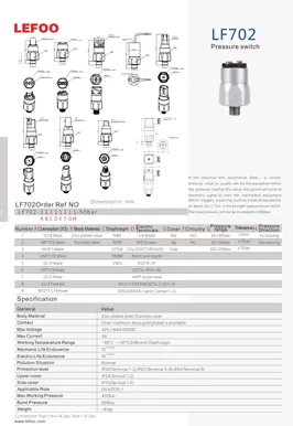 Diaphragm Pressure Switch LF702