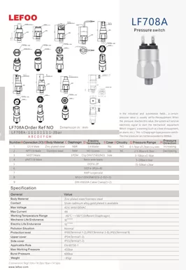 Diaphragm Pressure Switch LF708A