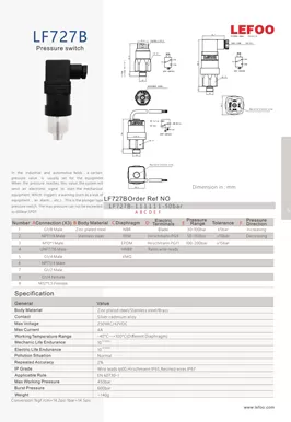 Diaphragm Pressure Switch LF727B