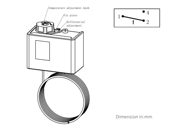 Dimension of Temperature Control Switch LF55T