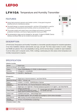 LEFOO LFH10A Economical Temperature and Humidity Transmitter