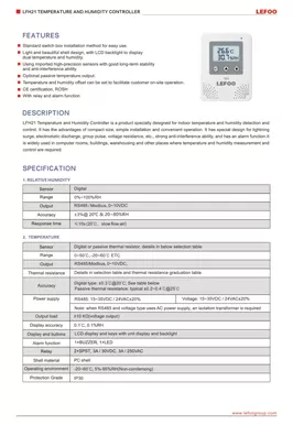 LEFOO LFH21 Temperature and Humidity Controller