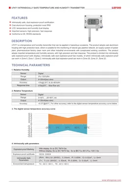 LEFOO LFH71 Intrinsically Safe Temperature and Humidity Transmitter