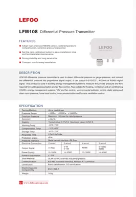 LEFOO LFM108 Low Differential Pressure Transmitter