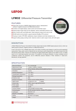 LEFOO LFM33 Differential Pressure Transmitter