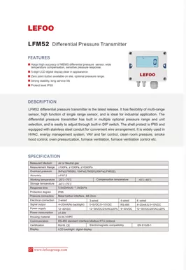 LEFOO LFM52 Air Differential Pressure Transmitter