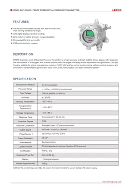 LEFOO LFM76 Explosion-Proof Differential Pressure Transmitter