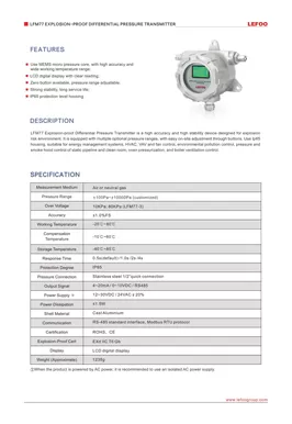 LEFOO LFM77 Explosion-Proof Differential Pressure Transmitter