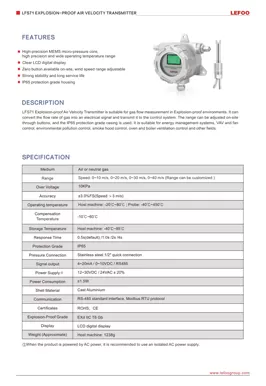 LEFOO LFS71 Explosion-Proof Air Velocity Transmitter