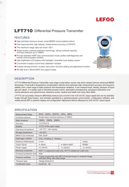 LEFOO LFT710 Series Smart Differential Pressure Transmitter