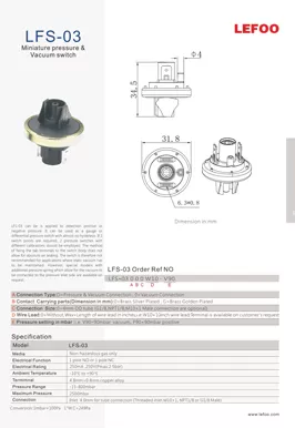 Miniature Pressure & Vacuum Switch LFS-03