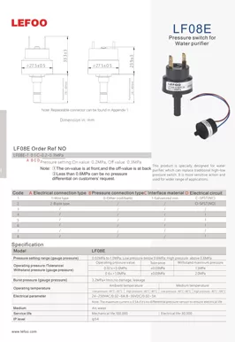 Pressure Switch for Water PurifierLF08E