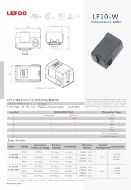 Water Pump Pressure Switch LF10-W